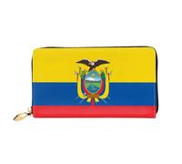 PHAYAH Cartera larga con diseño de bandera de Ecuador para mujer, con cremallera alrededor, de piel, gran capacidad, tarjetero de crédito