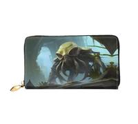 PHAYAH Cartera larga de piel con diseño de adviento alienígena para mujer, con cremallera alrededor, cartera de viaje de piel de gran capacidad para tarjetas de crédito