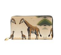 PHAYAH Cartera larga de piel con diseño de jirafa para madre e hijo, con cremallera alrededor, cartera de viaje de piel de gran capacidad para tarjetas de crédito