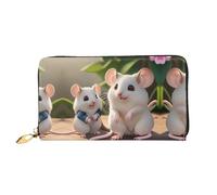 PHAYAH Cartera larga de piel con diseño de ratas para madre e hijo, con cremallera alrededor, cartera de viaje de piel de gran capacidad para tarjetas de crédito