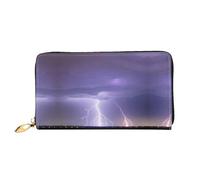 PHAYAH Cartera larga de piel con diseño de tormenta de relámpago para mujer, con cremallera alrededor, cartera de viaje de gran capacidad para tarjetas de crédito