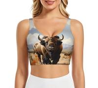 PHAYAH Chaleco de mujer con estampado de rebaño de bisonte norteamericano, camiseta sin mangas para entrenamiento, pérdida de peso, ejercicio, fitness, gimnasio, Negro, XL