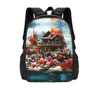 PHAYAH Chalet By The Sea Pattern - Mochila ligera para laptop de 16.5 pulgadas para niñas y mujeres, mochila informal para el regreso a la escuela