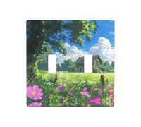 Phayah Chalet in The Grassland - Cubierta decorativa para placa de pared para receptáculo de doble palanca para interruptor de luz, 4.5 x 4.5 pulgadas