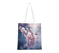 PHAYAH Cherry Blossoms In The Water - Bolsas de lona multiusos reutilizables, perfectas para compras de comestibles, viajes diarios