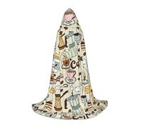 PHAYAH Coffee And Sweets - Poncho con capucha con patrón de chocolate y azúcar, unisex, para Navidad, cosplay, Halloween, fiesta de máscaras, talla L