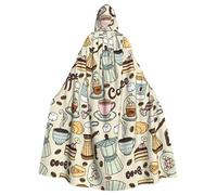 PHAYAH Coffee And Sweets - Poncho con capucha unisex con patrón de chocolate y azúcar para cosplay, Halloween, fiesta de máscaras