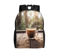 PHAYAH Coffee By The Glass - Mochila con patrón de vidrio de 16 pulgadas, 14 l, gran capacidad, correas de hombro ajustables, bolsa simple para todos