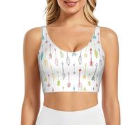 PHAYAH Colorido arte dibujado a mano con estampado de flechas de estilo bohemio, sujetadores deportivos para mujer, chaleco de yoga, almohadillas extraíbles para ejercicio, fitness, pilates, ropa de
