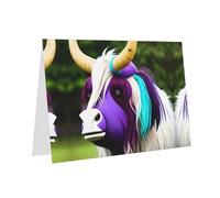 PHAYAH Colorido patrón de cabeza de vaca en blanco tarjetas de felicitación con sobres, 10 x 15 cm, tarjetas de agradecimiento para Navidad, vacaciones, cumpleaños, graduación, aniversario, color gris