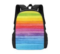 PHAYAH Colorido patrón de rayas de arco iris, casual, clásica, básica, mochila de viaje, viajes y actividades al aire libre, resistente