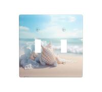Phayah Conch On The Beach - Placas decorativas para interruptor de luz de doble palanca para baño, dormitorio, cocina, 4.5 x 4.5 pulgadas