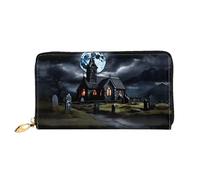 PHAYAH Cottage In The Cemetery - Cartera larga para mujer, con cremallera alrededor, de piel, gran capacidad, tarjetero