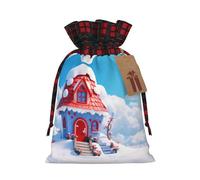 PHAYAH Cottage In The Snow - Bolsa de regalo de Navidad con cordón para cumpleaños, aniversarios y fiestas, dulces y bolsas de almacenamiento
