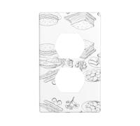 Phayah Cubierta de enchufe con patrón de verduras y pasta, receptáculo de placa dúplex para interruptor de luz, placa para cocina, baño, dormitorio, decoración de granja