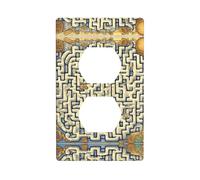 Phayah Cubierta de toma de corriente con patrón de mapa del tesoro de laberinto, placa de pared para receptáculo dúplex para interruptor de luz, placa de interruptor eléctrico de doble enchufe