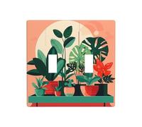 Phayah Cubierta decorativa para interruptor de luz con diseño de plantas verdes en maceta, doble palanca, para dormitorio, sala de estar, 4.5 x 4.5 pulgadas