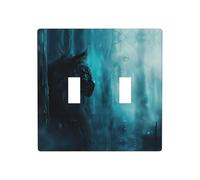 Phayah Cubierta decorativa para placa de pared con diseño de gato con espada, receptáculo de doble palanca para interruptor de luz, 4.5 x 4.5 pulgadas