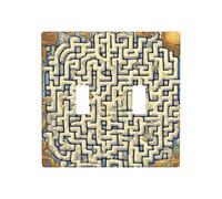 Phayah Cubierta decorativa para placa de pared con diseño de mapa del tesoro del laberinto, cubierta de interruptor de luz de salida de doble palanca, 4.5 x 4.5 pulgadas