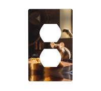 Phayah Cubiertas de salida con patrón de rata, placa de pared para receptáculo de interruptor de luz dúplex, placa de interruptor eléctrico de enchufe doble