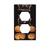 Phayah Cubiertas decorativas de enchufe con diseño de pata de gato por calabaza para receptáculo dúplex, placa de interruptor de luz, cubierta de enchufe doble individual