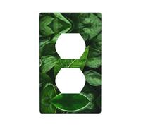 Phayah Cubiertas decorativas de enchufe con patrón de naturaleza verde para receptáculo dúplex, placa de interruptor de luz, cubierta de enchufe doble individual