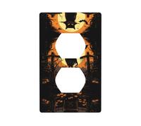 Phayah Cubiertas decorativas para toma de corriente con diseño de gato en cruz para receptáculo dúplex, placa de interruptor de luz, cubierta de enchufe doble individual