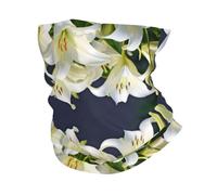 PHAYAH Cubrebocas con estampado de lirios blancos, bandana y pasamontañas multifuncional