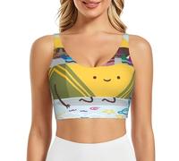 PHAYAH Cute Crayons Box Prin - Brasier deportivo para mujer, para entrenamiento, adelgazante, para fitness, correr, yoga, Negro, L