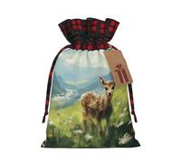 PHAYAH Deer In The Meadow - Bolsa de regalo de Navidad con cordón para cumpleaños, aniversarios y fiestas, dulces y bolsas de almacenamiento
