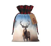 PHAYAH Deer In The Mist - Bolsa de regalo de Navidad con cordón para cumpleaños, aniversarios y fiestas, dulces y bolsas de almacenamiento