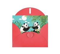 PHAYAH Dos bonitas tarjetas navideñas con diseño de pandas grandes, ideales para Navidad, aniversarios de boda e invitaciones de fiesta, sobres rojos a juego