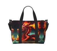 Phayah Dragon King in Fire - Bolsa de viaje para fin de semana, gimnasio, para mujeres y niñas, resistente al agua, Black, Talla única