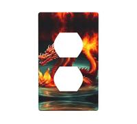 Phayah Dragon King in Fire - Cubierta de toma de corriente para receptáculo de pared dúplex para interruptor de luz, placa de interruptor eléctrico de doble enchufe