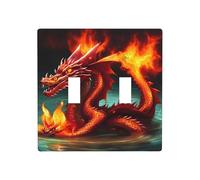 Phayah Dragon King In Fire - Cubierta decorativa para interruptor de luz con doble palanca para pared, para dormitorio, sala de estar, 4.5 x 4.5 pulgadas