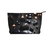 PHAYAH Dunhuang - Neceser portátil con estampado misterioso de gran capacidad, bolsa de cosméticos de pana con cremallera, bolsa de viaje, Piedra de corazón misterioso negro, Talla única