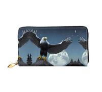 PHAYAH Eagle Under The Stars - Cartera larga para mujer, con cremallera alrededor, de piel, gran capacidad, tarjetero