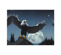 PHAYAH Eagle Under The Stars - Manta de franela de felpa mullida de 50 x 40 pulgadas para sofá, cama, noche de cine, campamento y trave