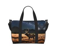 Phayah Elk in The Meadow - Bolsa de viaje para fin de semana, gimnasio, para mujeres y niñas, resistente al agua, Black, Talla única