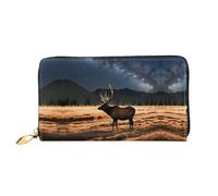PHAYAH Elk In The Meadow Pattern - Cartera larga con cremallera para mujer, de piel, gran capacidad, tarjetero de crédito