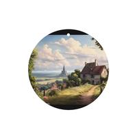 Phayah Fairytale - Ambientador de coche con aroma a lavanda, diseño de campo, tarjeta de forma redonda, para colgar, 4 unidades, para cajones de armario de automóviles