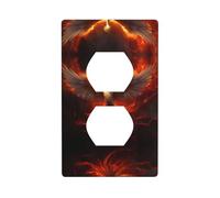 Phayah Fire Phoenix - Placa de pared dúplex con patrón de fénix, tamaño estándar, policarbonato termoplástico, cubiertas de enchufe dobles