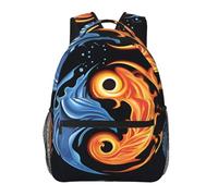 PHAYAH Fire Water - Mochila con patrón de Tai Chi de 15.7 pulgadas, bolsa simple para todos con 1 compartimento principal, bolsillo frontal