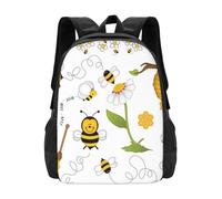 PHAYAH Flying Bees Daisy Honey Pattern Casual Shoulder Classic Basic Travel Backpack Travel and Outdoor Activities Resistant
