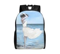 PHAYAH Girl On A Windy Beach Pattern Casual Shoulder Classic Basic Travel Backpack Travel And Outdoor Activities