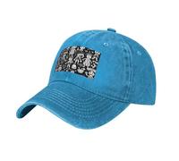 PHAYAH Gorra de béisbol de dibujos animados de vaquero con patrón de persona en blanco y negro para hombres y mujeres, gorras de mezclilla retro, gorra de béisbol, color negro, azul, Talla única