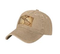 PHAYAH Gorra de béisbol lavada con patrón de mapa del mundo, gorra deportiva de mezclilla, tamaño ajustable para hombres y mujeres, color negro, natural, Talla única