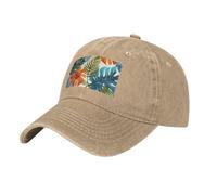 PHAYAH Gorra de béisbol lavada con patrón de plantas tropicales de la selva tropical, sombrero de mezclilla, tamaño ajustable para hombres y mujeres, color negro, natural, Talla única