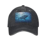PHAYAH Gorra de béisbol unisex con diseño de tiburón submarino para adultos, de algodón, con ala curvada, color negro