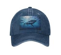 PHAYAH Gorra de béisbol unisex con diseño de tiburón submarino para adultos, de algodón, con ala curvada, color negro